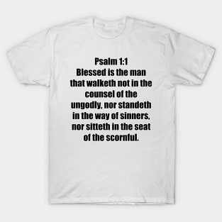 Psalm 1:1 King James Version (KJV) Bible Verse Typography T-Shirt